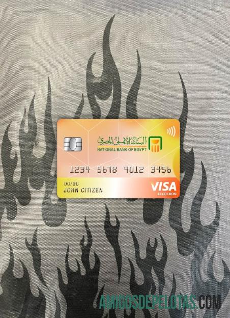 Cartão Visa Electron do Banco Nacional do Egito Photolook Front exemplo real